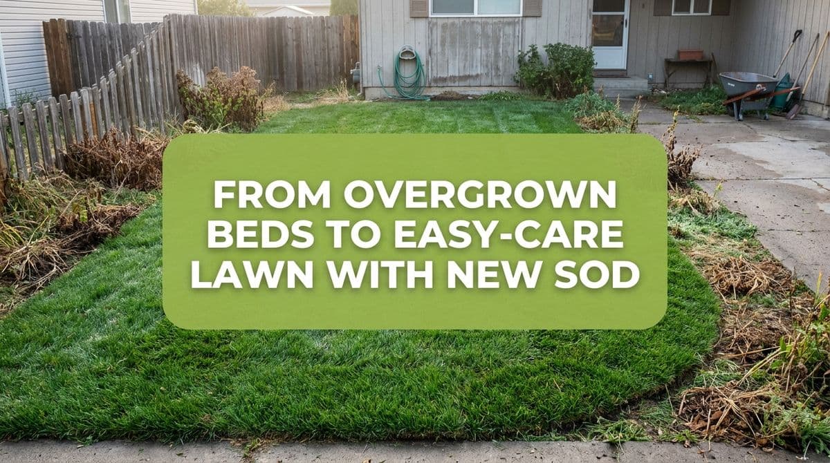 From Overgrown Beds to Easy-Care Lawn with New Sod image